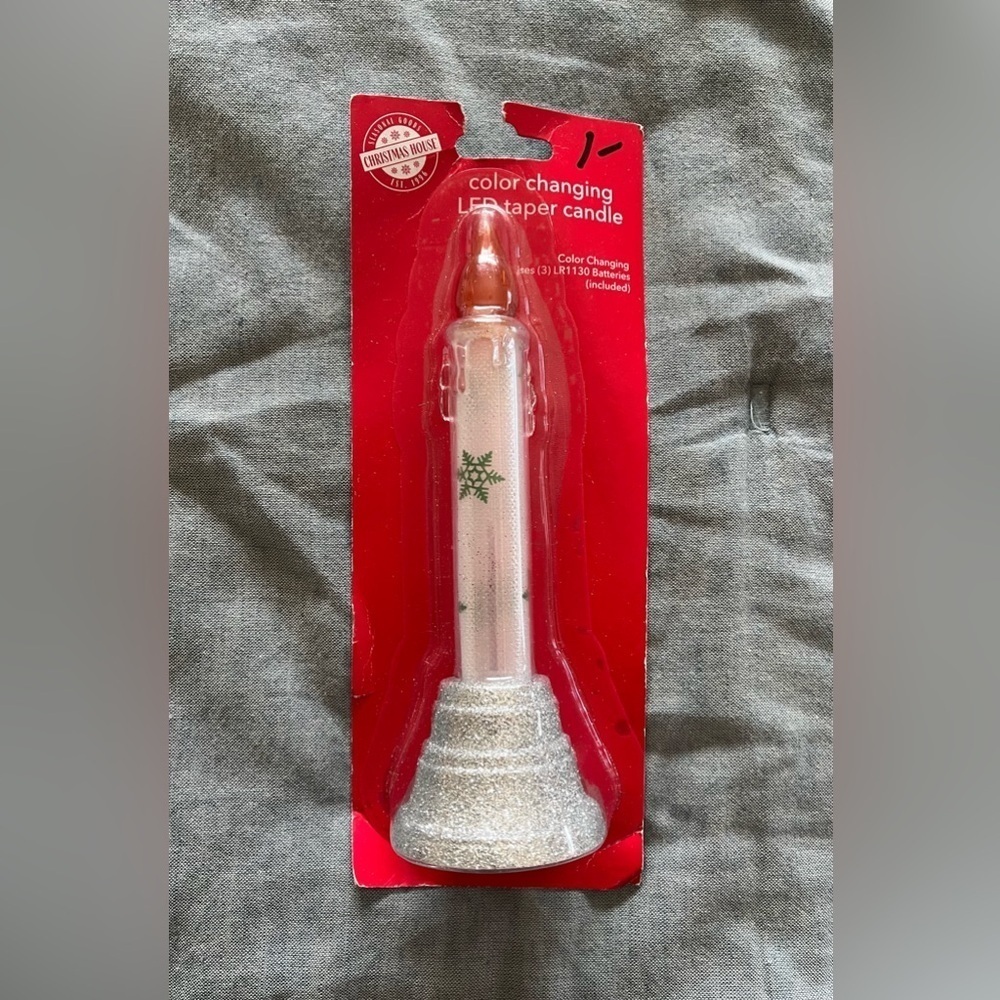Christmas House Color Changing LED Taper Candle Holidays Glitter New